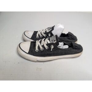 Converse All Star Slip On Black Pinstripe Canvas Shoe Womens Size 9 Stretch Back